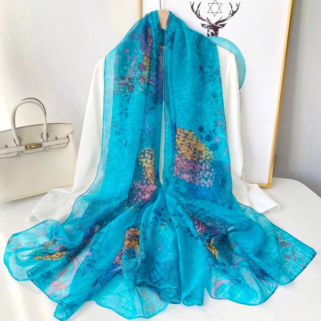 Stoles Wraps Silk Scarf Foulard Female Scarves Wraps Hijab Bandana Women Large-size Beach Shawls Muslim HijabsTravel Sunscreen