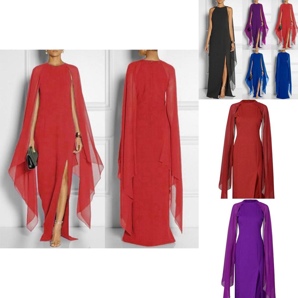 Taglia Donna Plus Vestito in Chiffon a Mosaico Vestito Lungo Vestito d'Atmosfera Vestito Largo per Fan Femminili