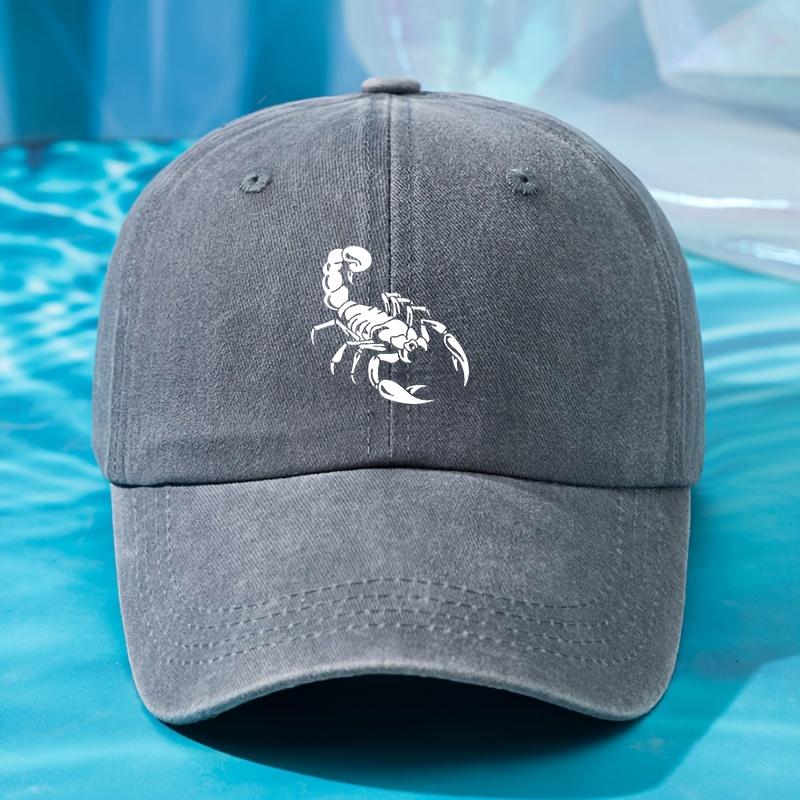 Retro Washed Baseball Cap, Scorpion Print, Adjustable Hip-hop Truck Driver Cap,outdoor Camping Party Hat