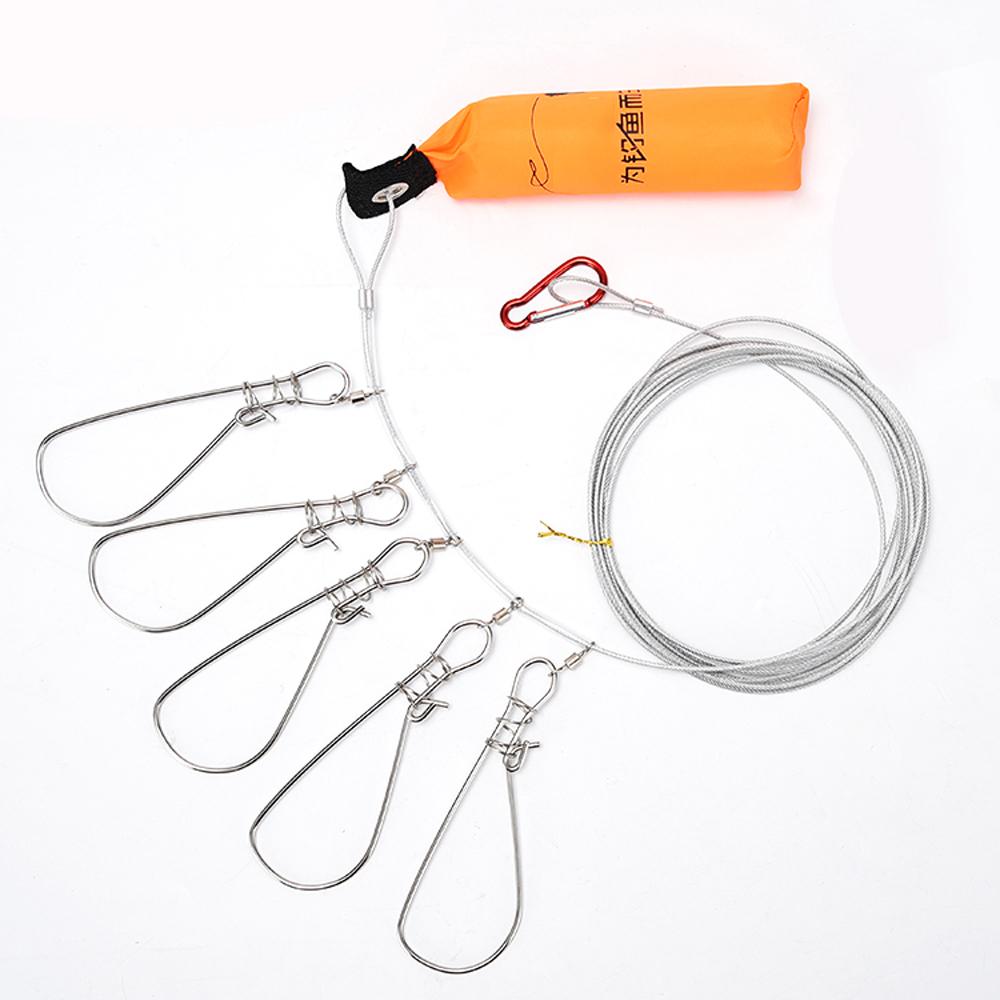 5m Snaps Fishing Lock Buckle for Giant Big Live Fish Tackle Accessories Stainless Steel Chain Stringer Float Sea Bass Lure Live Fish Lock belt