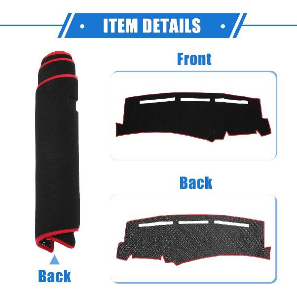 Dashboard Dash Cover Compatible for Chevy Silverado 1999-2006, Durable Polyester Red Front Dash Cover Mat