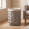 Leather Laundry Hamper Soft Woven Basket with Liner Comfortable