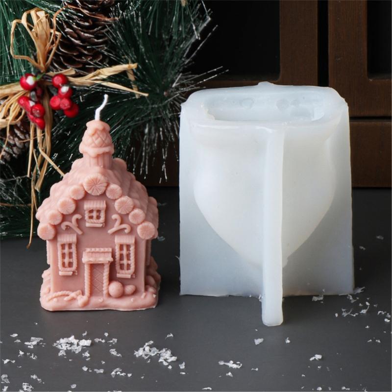 Silicone Moulds House Shape Candle Molds Ornament Christmas House Castings Molds Plaster Molds Epoxy Resin Molds