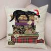Double Print Cute Elegant Black Cat Cushion Cover Decor Cartoon Animal Pillow Case for Sofa Home Car Soft Plush Throw Pillowcase