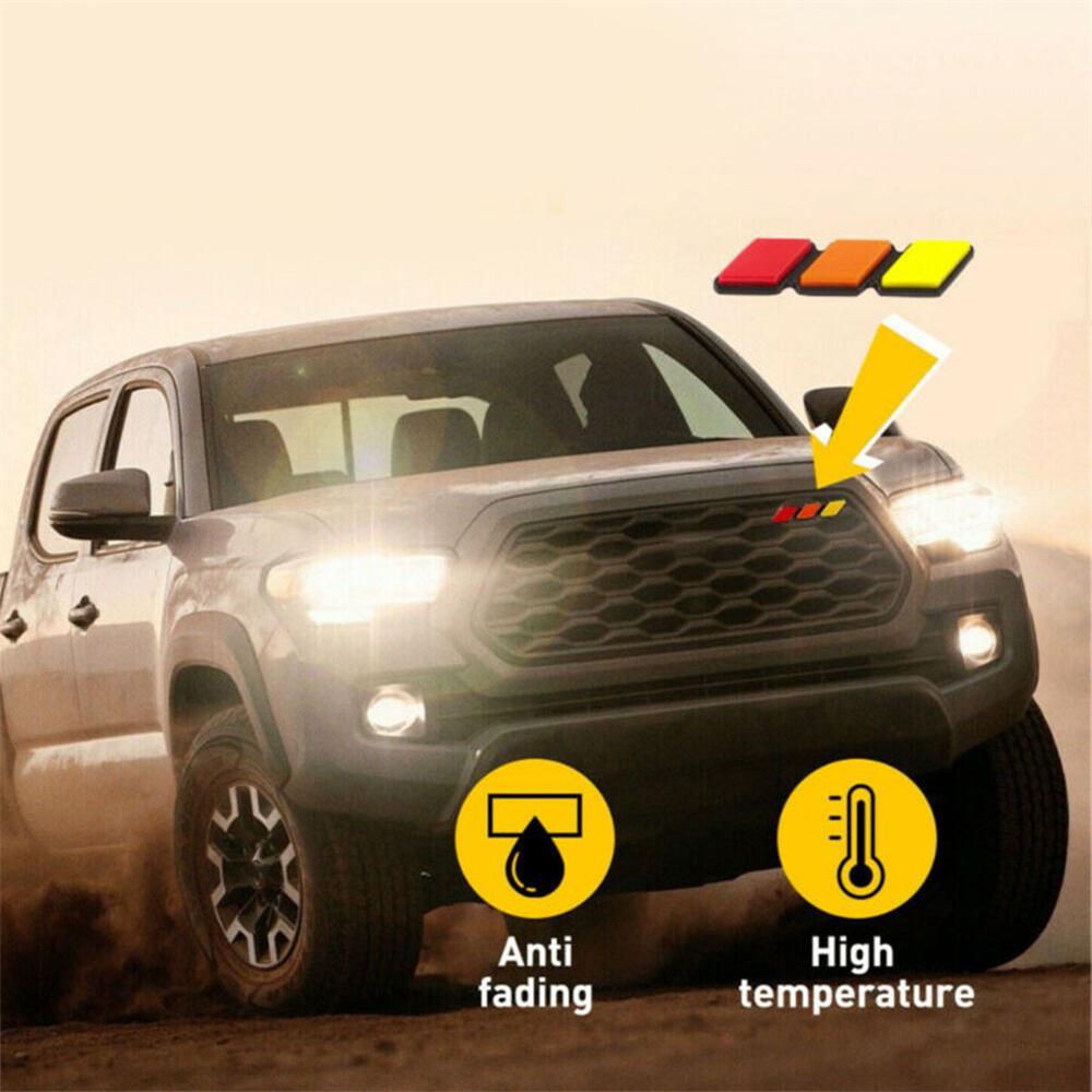 Tri-color 3 Grille Badge Emblem For 2018-2021 Toyota Tacoma TRD 4Runner Tundra