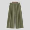 INCERUN Men Zip-up High Waist Casual Long Wide Legs Pants Trousers