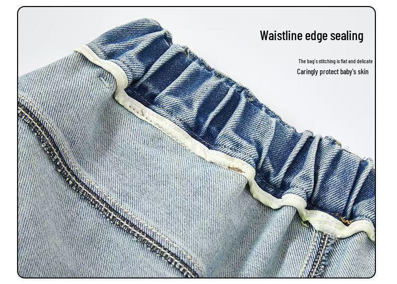Jeans Patchwork Coupe Large pour Enfants 2026 - Denim Super Doux et Fin pour Garçons et Filles, Tailles Moyennes et Grandes, Polyvalents pour l'Été.