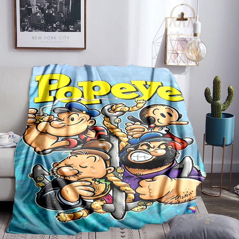 Popeye's Strength Displayed Throws Blanket Flannel Blankets Plush for Couch Bed Gifts for Men Women Travel Picnic Blanket Christmas Fan Gifts
