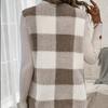 Women's Plaid Open Front Cardigan Oversized Knit Sweater Coat Casual Longline Jacket