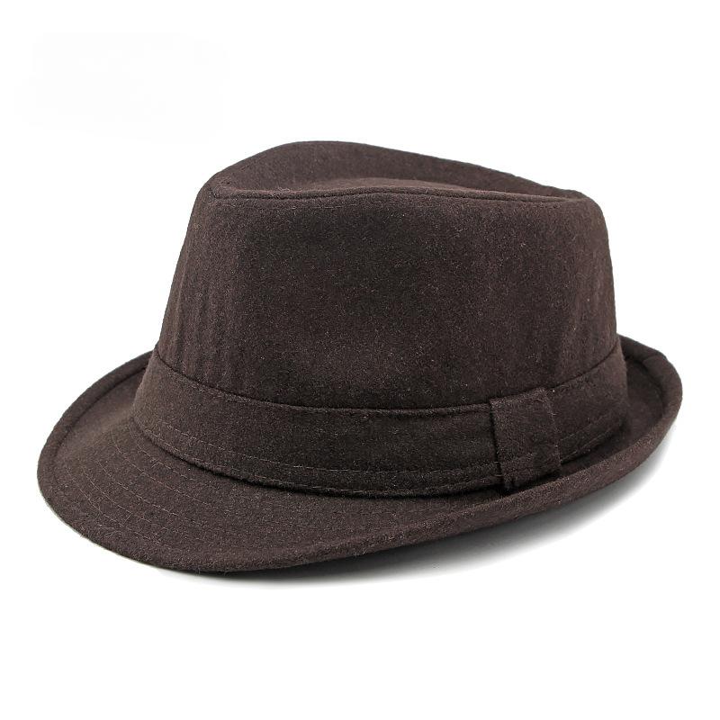 Herbst und Winter Franny Schlichter Hut Herren und Damen Britischer Retro Jazzhut Gentleman Woll-Fedoras braun
