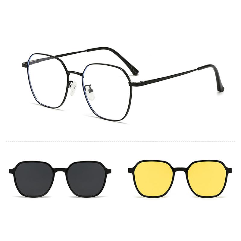 Vintage Square Sunglasses Set with 2 Replaceable Lenses Women Fashion Polarized Shades Trendy Design Outdoor Sun Glasses