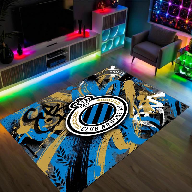 Club Brugge FC Design Tappeto in Velluto di Cristallo Accogliente Non?Tappeto Stampato Antiscivolo per Camera da Letto Soggiorno Ingresso