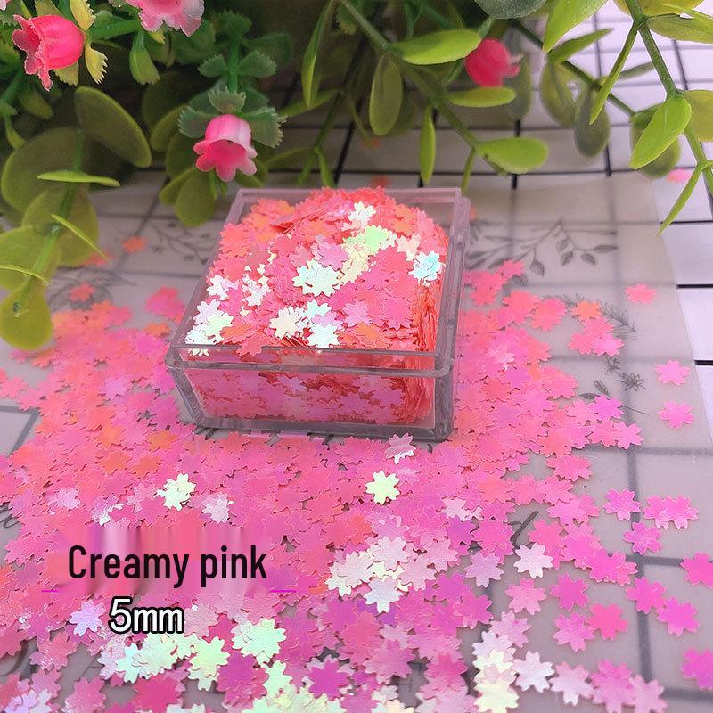

5mm Milky Cherry Blossom Sequins with Laser Silver Petal Glitter for Nail Art and DIY Resin Crafts