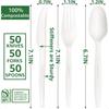 150Pcs 100% Compostable Utensils Cutlery Biodegradable HeavyDuty No Plastic Utensils Silverware Cutlery Set EcoFriendly Heavywe