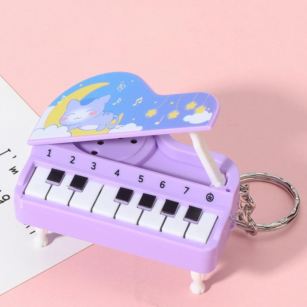 Foldable Mini Piano Keychain Cartoon Pattern Musical Keychain Toy Piano Keychain Toy Music Play