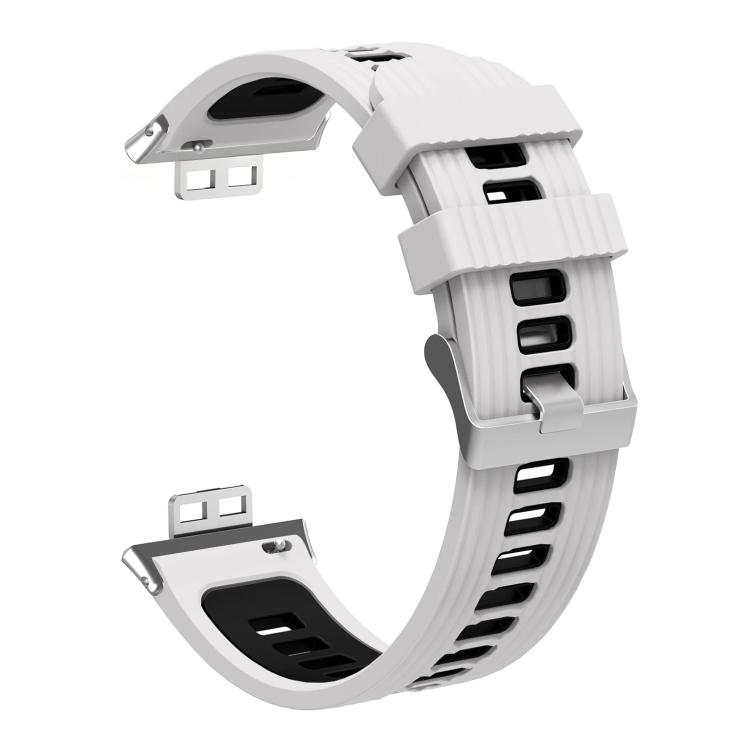 Dual‑Color Silver‑Buckle Silicone Watch Band Strap, Replacement Wrist Accessory for Huawei Watch Fit New