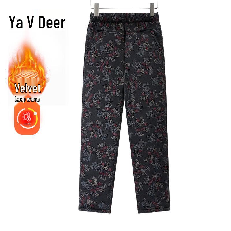 Yalu Women's High-Waisted Fleece-Lined Straight Leg Pants for Seniors