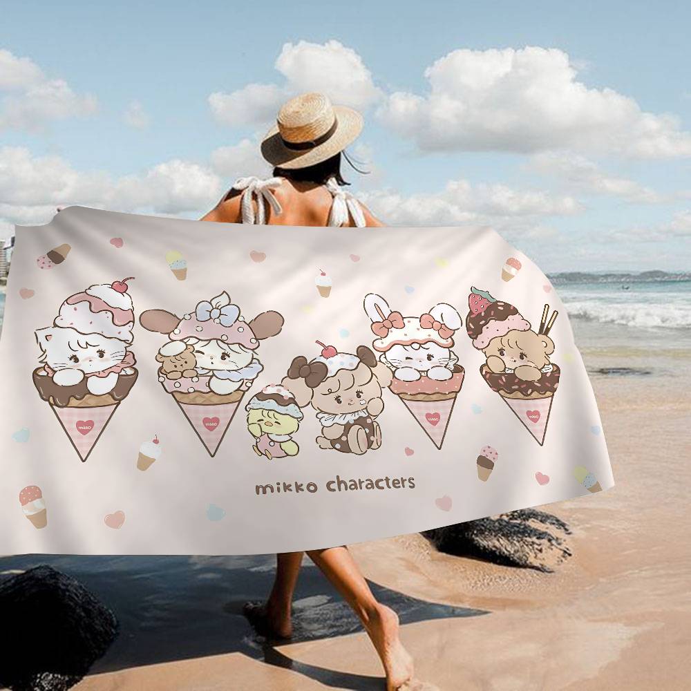 Cute Cat Mikko I-illustrations Microfiber Beach Towel Absorbent Quick dry Soft Yoga Swimming Resort Mountain Climbing Towel