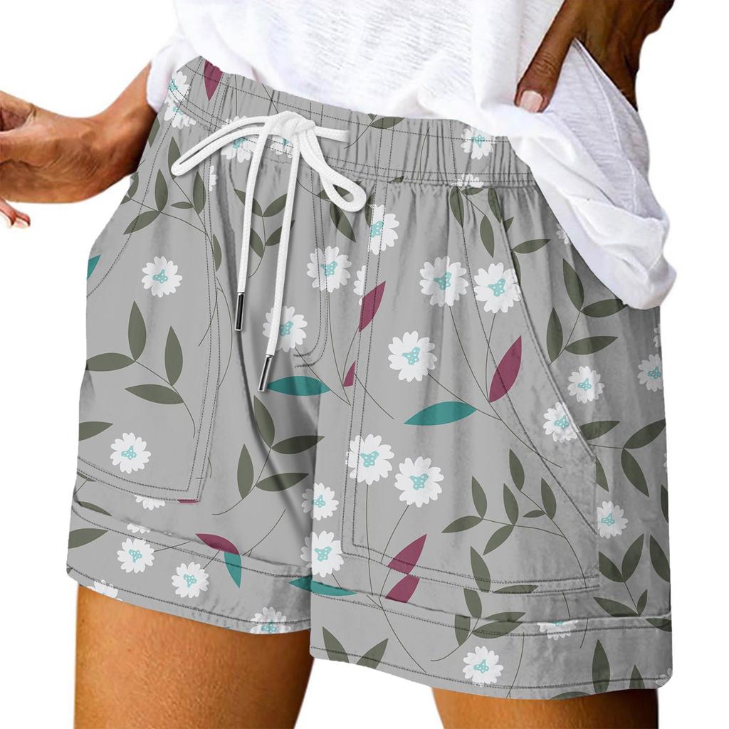 Damen Casual Sommer Elastische Strandshorts Print Casual Shorts