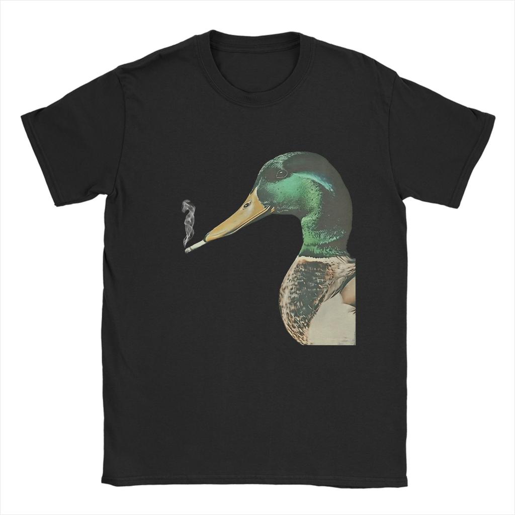 Mallard Duck Smoking A Cigarette Vintage Funny Duck Hunting T Shirt Summer Cotton T-Shirts For Men Harajuku Print Tshirt