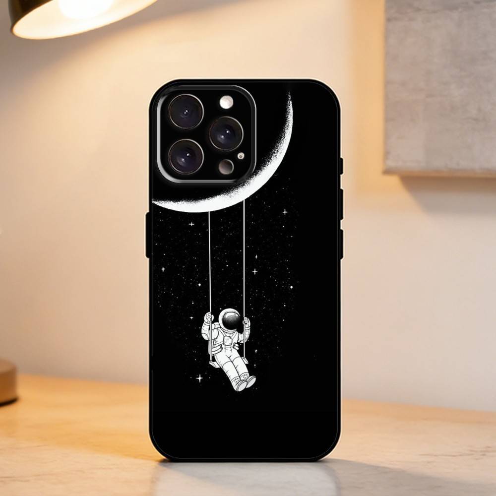 A-Astronaut in Space Phone Case For iPhone 17,16,15,14,13,12,11 Plus,Pro Max,XS,Soft Silicone Black Cover