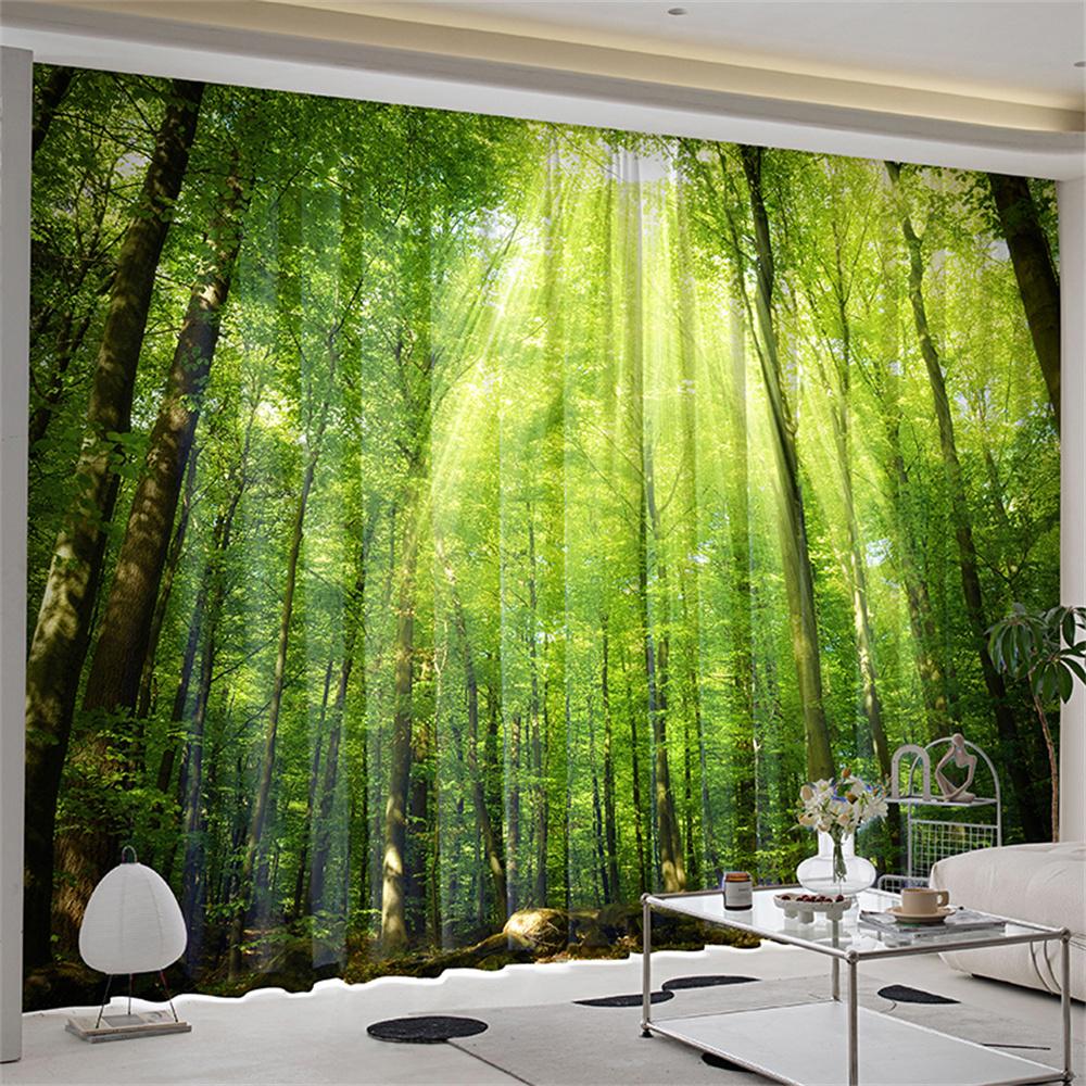 Natural Scenery Forest Landscape Lawn Tree Window Curtains Blinds For Living Room Bedroom Bathroom Kicthen Door Home Decor2Pcs