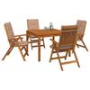 5 Piece Outdoor Dining Set Natural Solid Acacia Wood