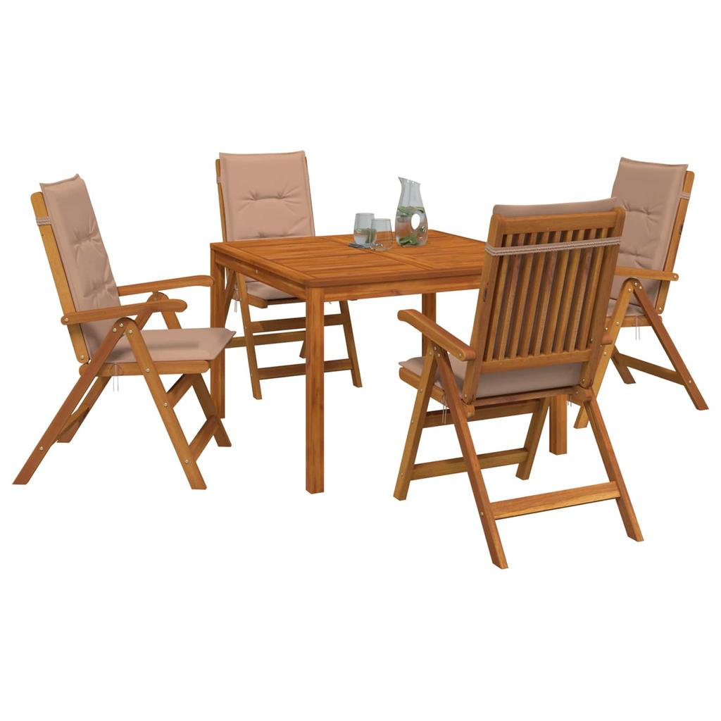 5 Piece Outdoor Dining Set Natural Solid Acacia Wood