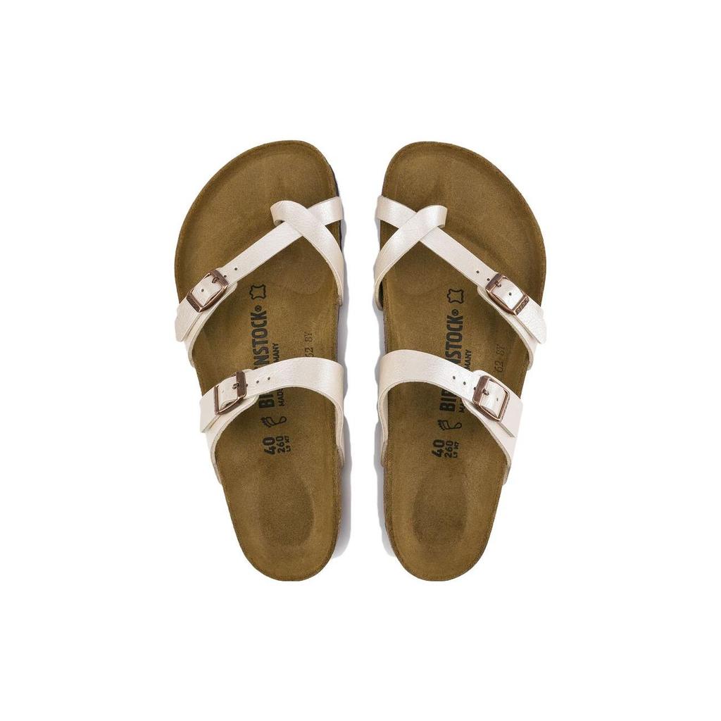 Birkenstock Soft Comfortable Flat Versatile Open-Toe Breathable Slide Sandals Women sandals Pearl-White 0071661