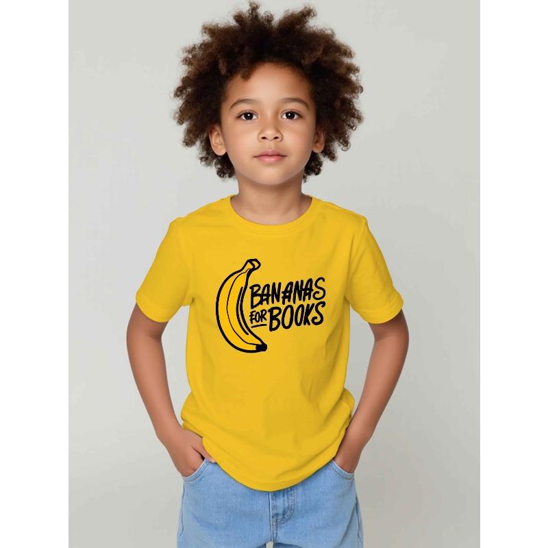 

European sizes Banana Book Boys and Girls New Casual Short-sleeved T-shirt Summer Children s Round Neck Clothing Printed T-shirt 98cm жёлтый