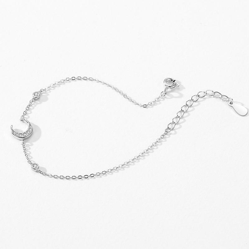 Moissanite 925 Sterling Silver Moon Bracelet Exquisite Petite Thin Bracelet Elegant Demeanor Niche Jewelry Wedding Gift