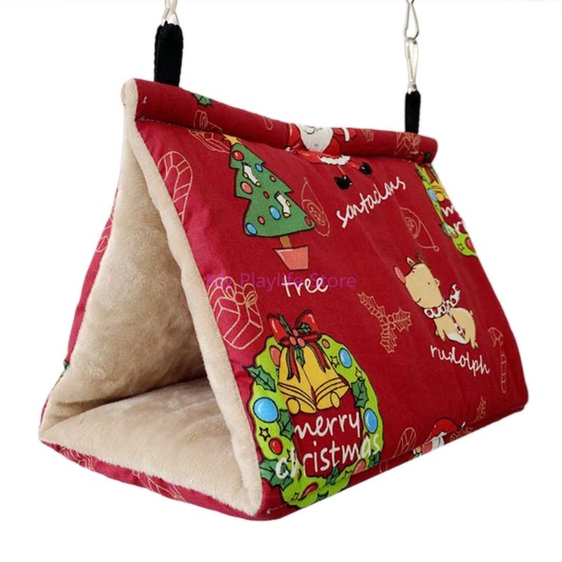 Winter Warm Bird Nest House Parrot Hanging Hammock Velvet Shed Hut Finch Cage Plush Birds Hideaway Sleeping Bed Perch Swing