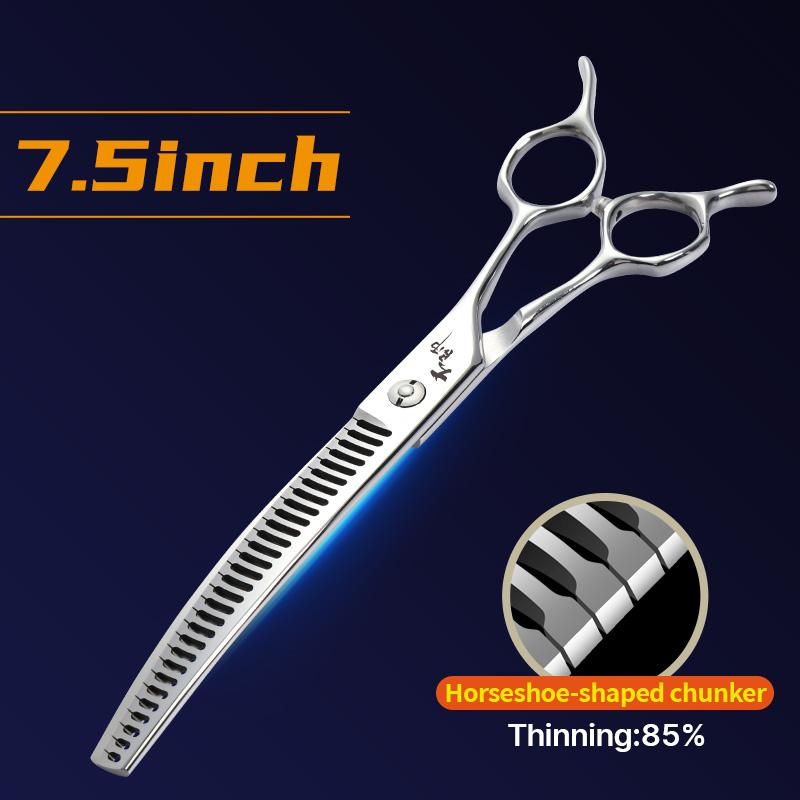 Fenice 7.0/7.5 inch Professional Dog Grooming Shears Curved Thinning Scissors for Dog Face Body Cutiing JP 440C High Quality