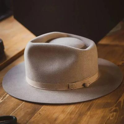 French Top Hat Camel Pure Wool Felt Hat Ribbon Decorative Wool Hat