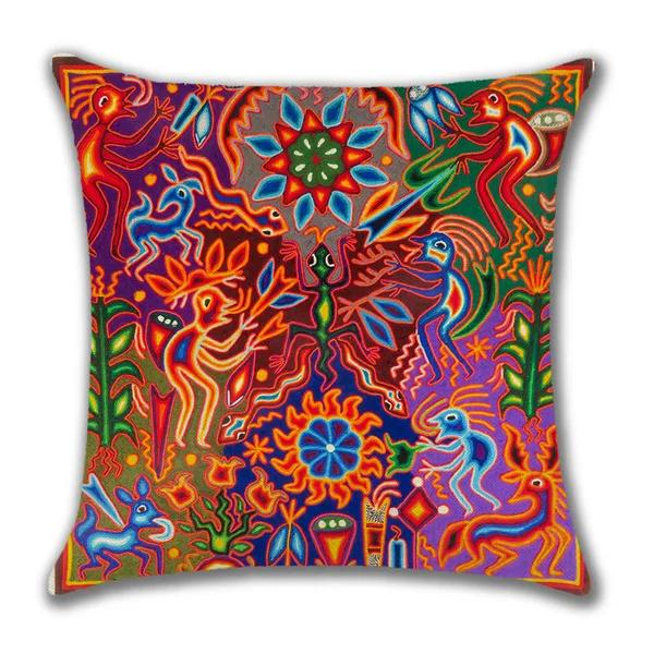 Hot Ethnic Mexico Patterns Linen Pillows Case Indian Apollo Abstract Painting Cushions Case Sofa Couch Throw Pillows Decor Home