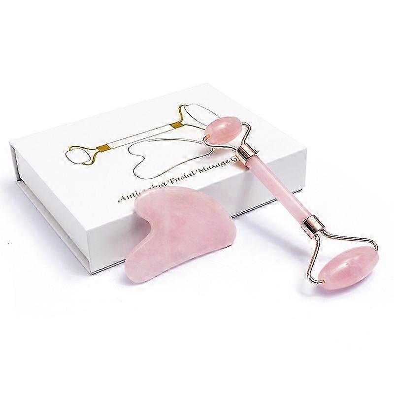 (Set of 2) Jade Roller Facial Gua Sha, Jade Roller Massager, Rose Quartz Gua Sha Roller Tools, Jade Roller Set, Natural Body Facial Massager