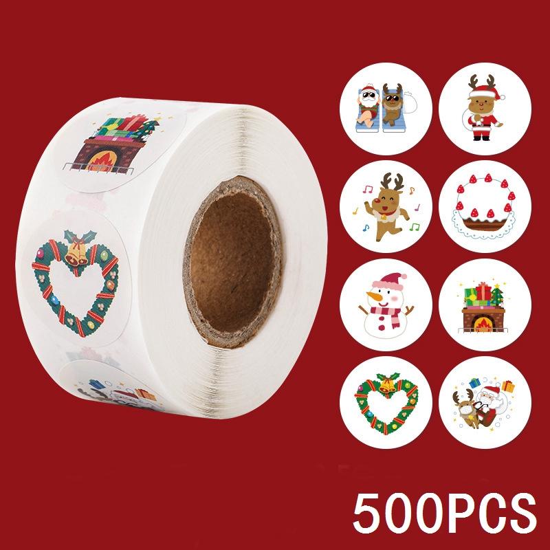 100-500pcs Merry Christmas Snowman Sticker Christmas Party Decor Sticker New Year Gift Box Sealed Baking Cake Tag