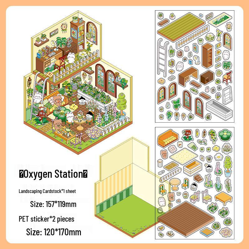 Infeel.Me My Little House 3D Scenery Stickers - Miniature Two-Layer Quiet Book Series