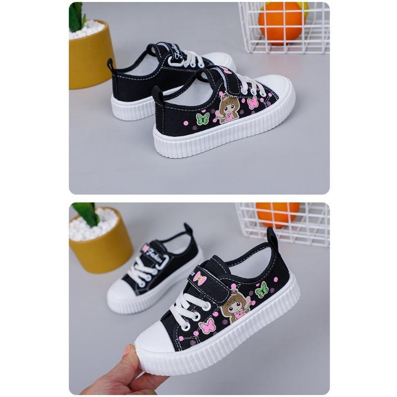 Fashion Children's Cartoon Canvas Girls Flat Casual Running Board Shoes