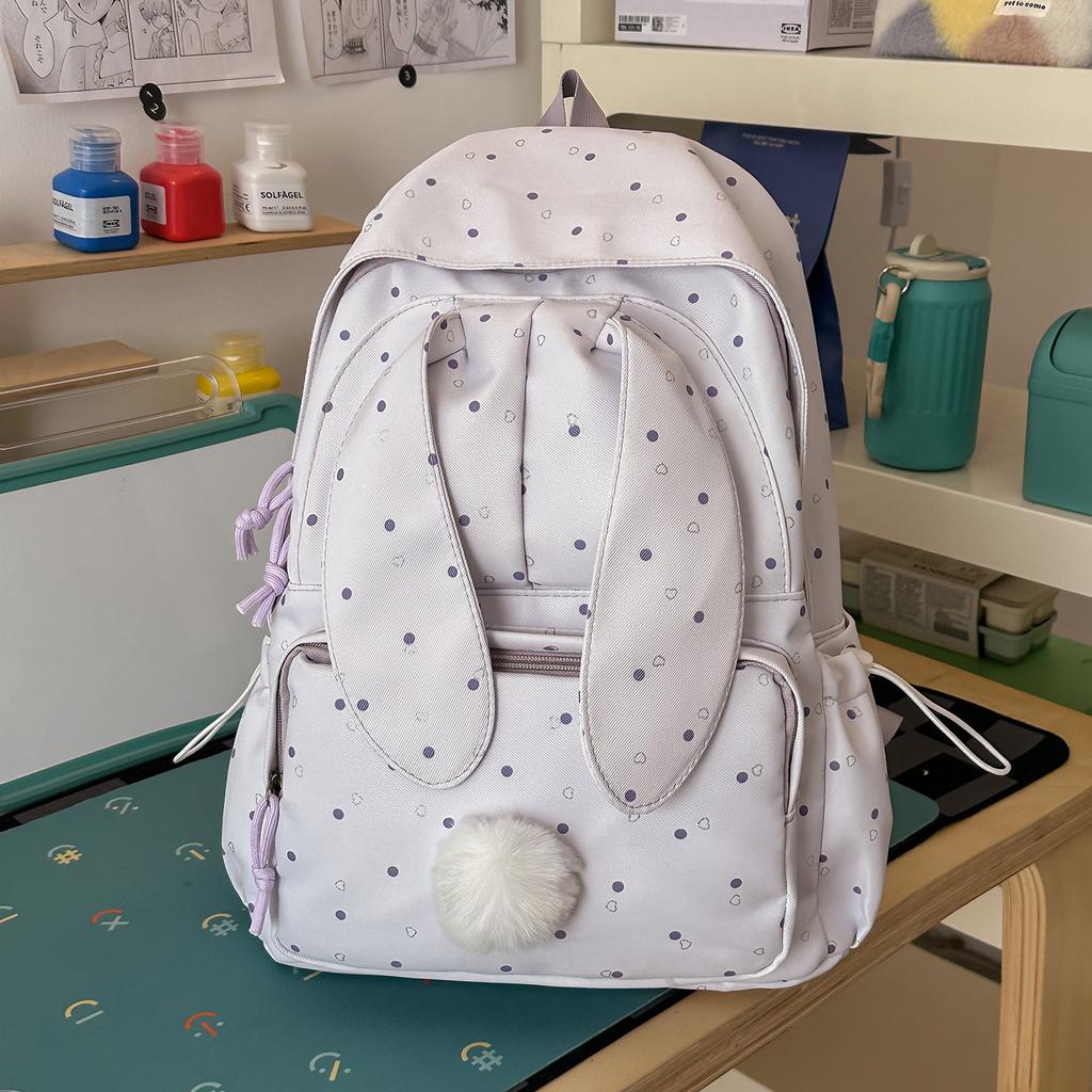 Schoolbag Japanese Soft Sister Cute Rabbit Ears Leisure Travel Backpack Girl Light Backpack Middle School Student School Bag Girl