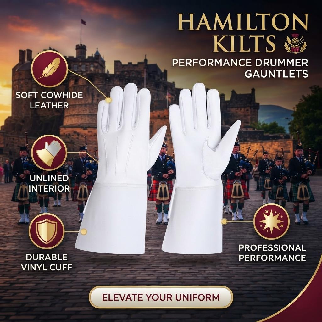 Leather Gloves Drummer Piper Knight Templar Gauntlets Cavalry Band Parade Glove