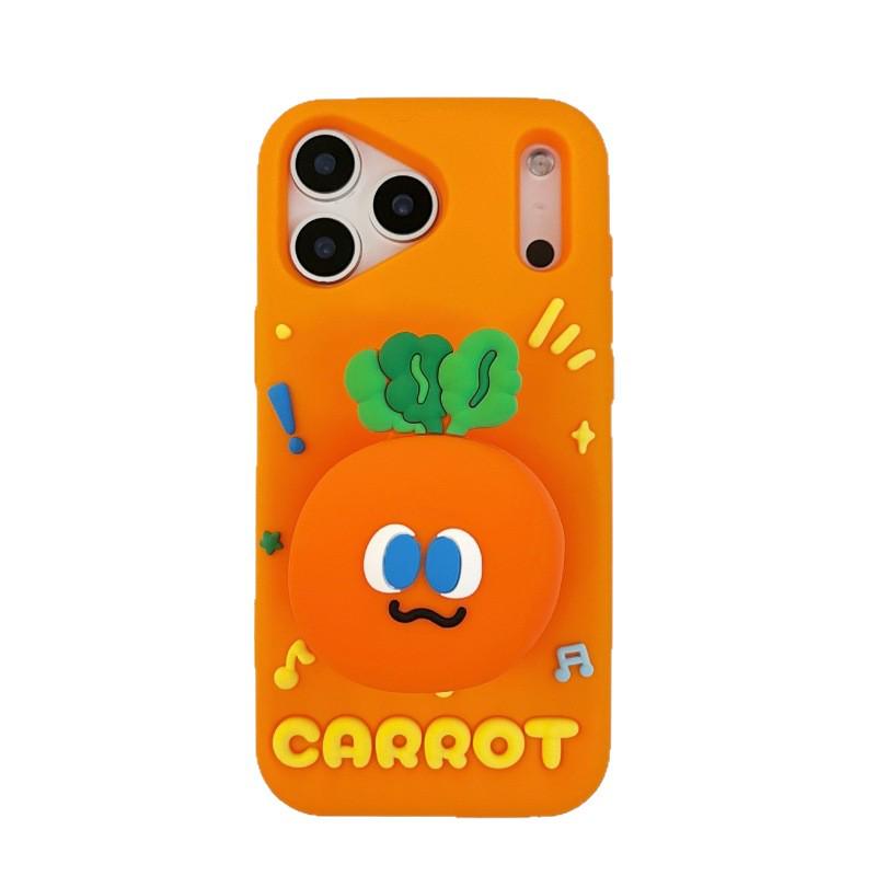 3D Cartoon Carrot Stand Case for iPhone 14/13/17/16/15 Pro Max