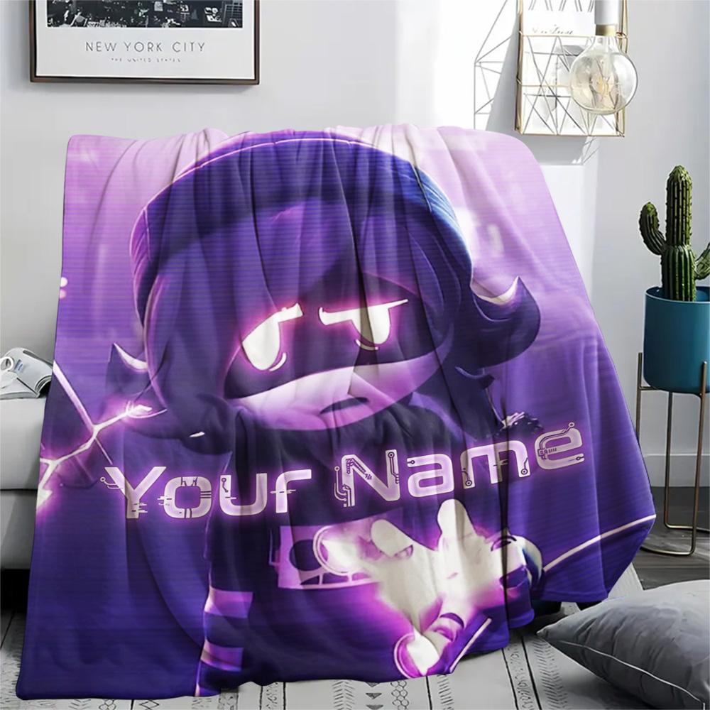 1PC Cyberpunk Hero Custom Name Patterned Flannel Blanket Suitable For All Seasons For Home Decor Warmth And Comfort Gifts Holiday Present
