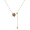 New Fashion Elegant Black Camellia Necklace for Women Girls Korean Sweet Flower Necklace Party Zircon Accessories