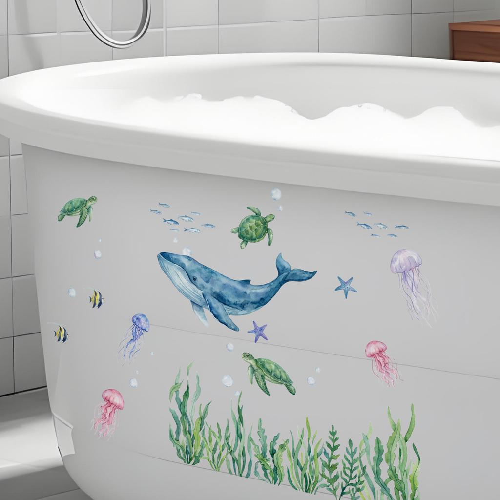 Cartoon-Tier und Wale Kinderzimmer Kindergarten Hintergrundwand Verschönerung und Dekoration Wandaufkleber