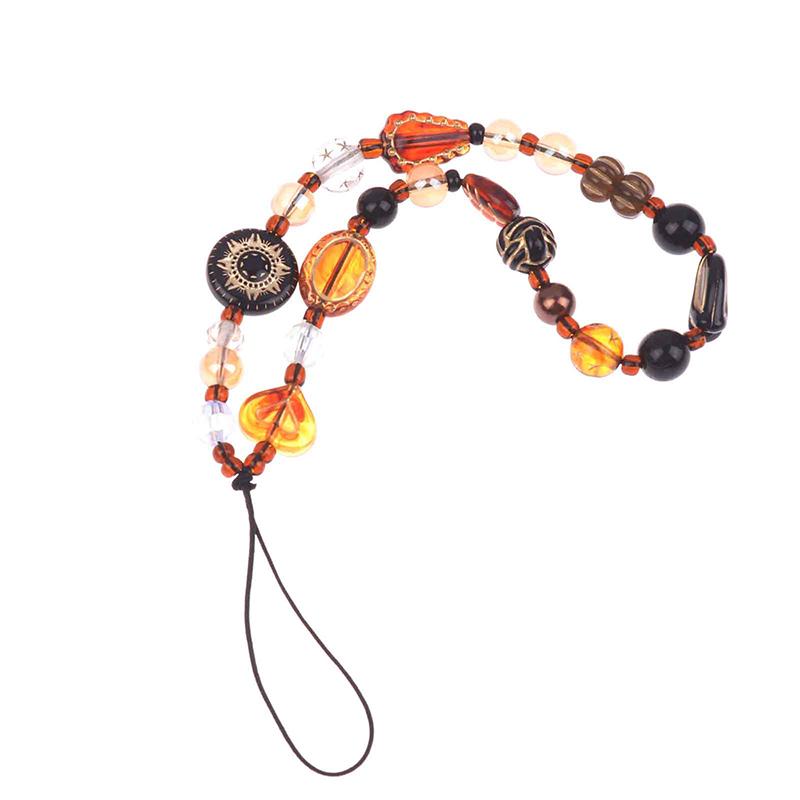 Retro Chinese Style Bead Hand-Held Chain Wrist Short Hanging Rope Phone Case Car Keychain Bag Pendant For Women