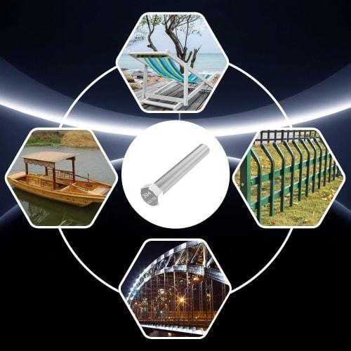 Aopin 6-Piece SUS304 Stainless Steel M8 X 100mm Hex Head Bolts/Screws, Grade 8.8 Stainless Steel, Fully Machine Threaded