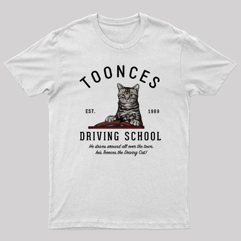 Toonces Driving School - Est. 1989 Geek T-Shirt 100% Cotton Oversized Vintage New Spring/Summer Arrivals Regular Fit Casual S разноцветный