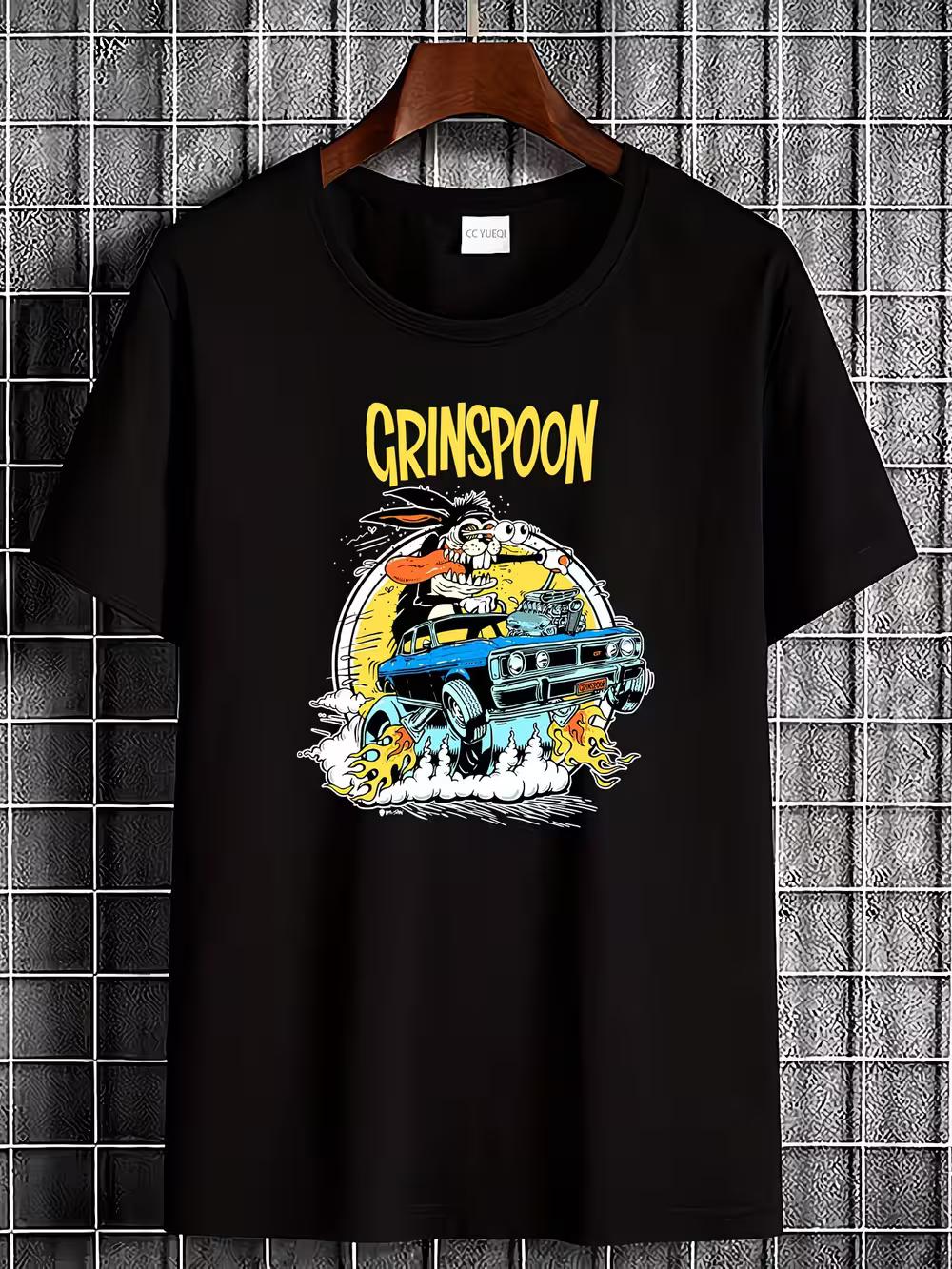 

Grinspoon Men s Vintage Car & Collectible T-Shirt - Relaxed Crew Neck Short Sleeve Tee with Black Retro Auto Graphic XL