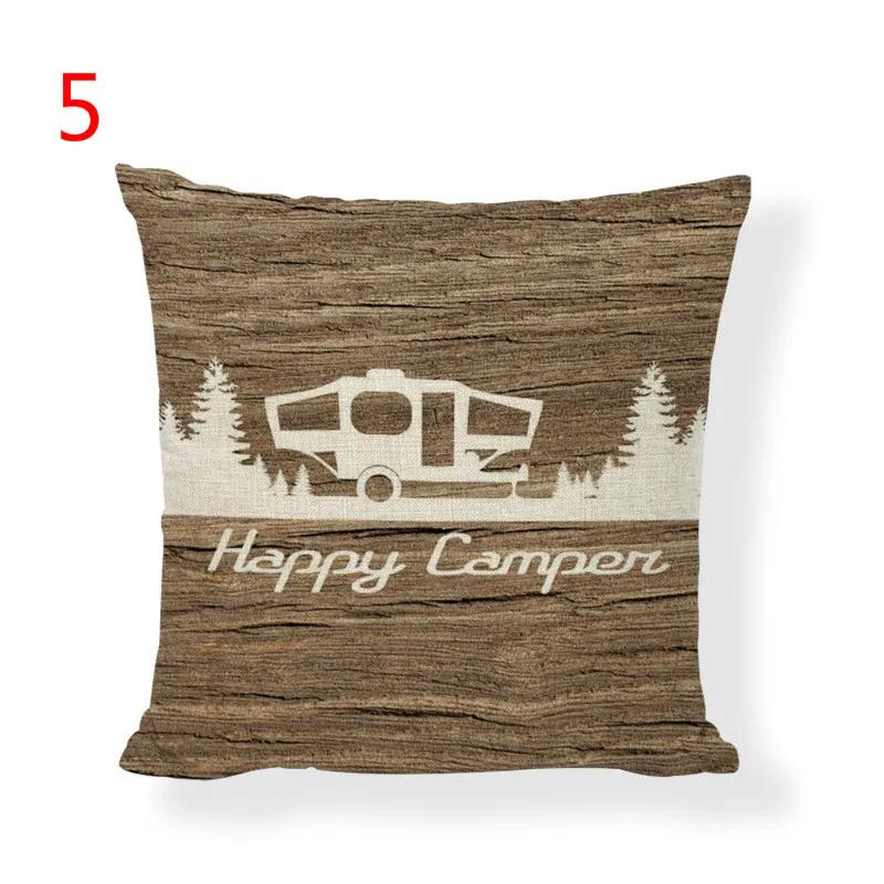 Camping Kissenbezug Camping Druck Heimdekoration Outdoor Leinen Baumwolle Feiertagsgeschenk Kissenbezug